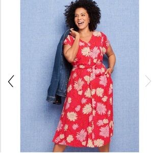 Talbots Red Floral Midi Dress